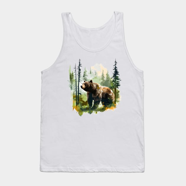 Brown Bear Forest Tank Top by zooleisurelife